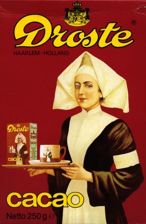 Embalagem de 1904 da marca de chocolates holandesa Droste.