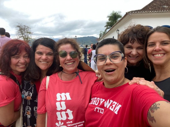 Maira Jeannyse, Fabianna de Melo e Souza, Dudude Hermann, Adriana Aragão (autora da selfie), Daniela Carmona e eu. 